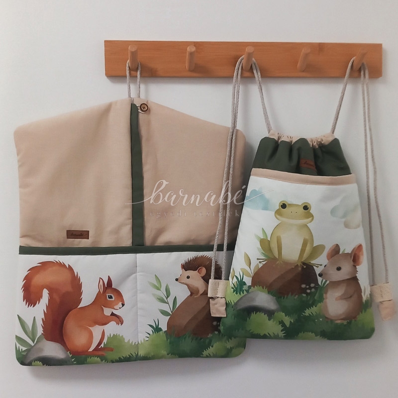 Erdő mintás oviszsák és tornazsák